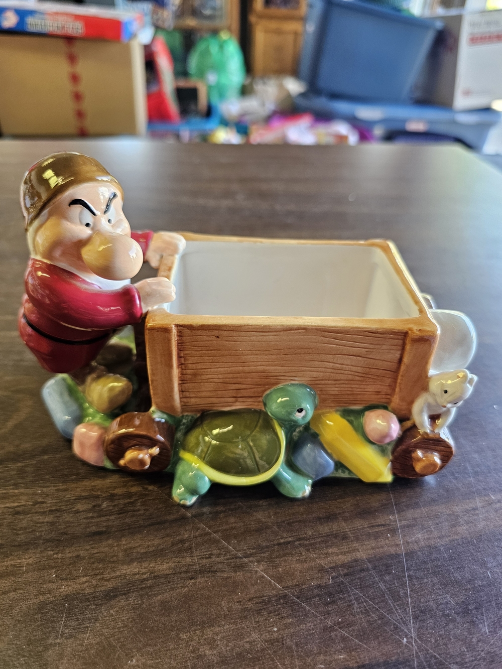 Decorative Ceramic Dwarf Planter/Candy Dish with Turtle Accent